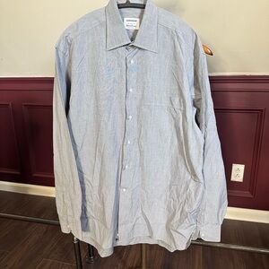 LORENZINI exclusive gray/blue micro check Italy cotton dress shirt